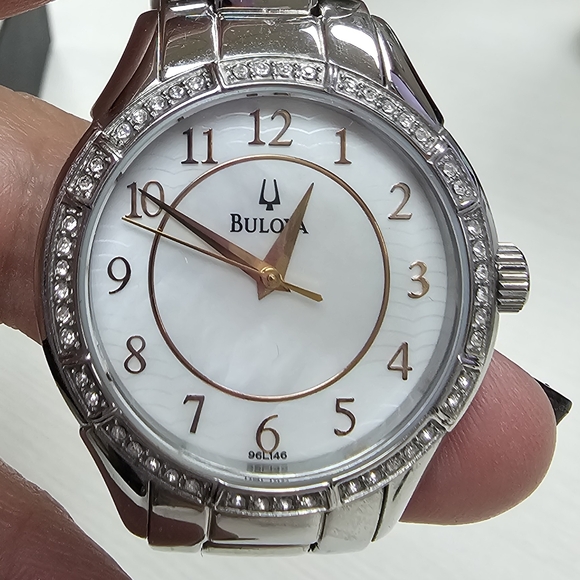 Bulova ladies watch.  Mother of pearl face. Pictures don't do it justice. - Picture 2 of 7